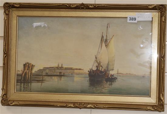 English School, watercolour, view of Venice, 23 x 43cm